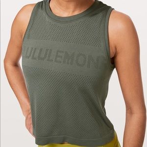 lululemon breeze by muscle green tank top size 8